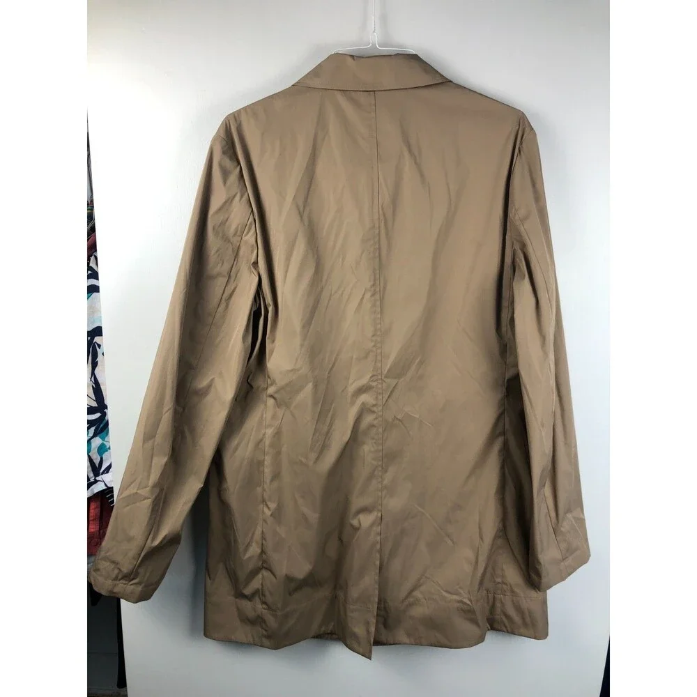 TALLIA  Men's Beige Solid Packable Trench Coat Rain Coat Windbreaker L Classic - Picture 6 of 9
